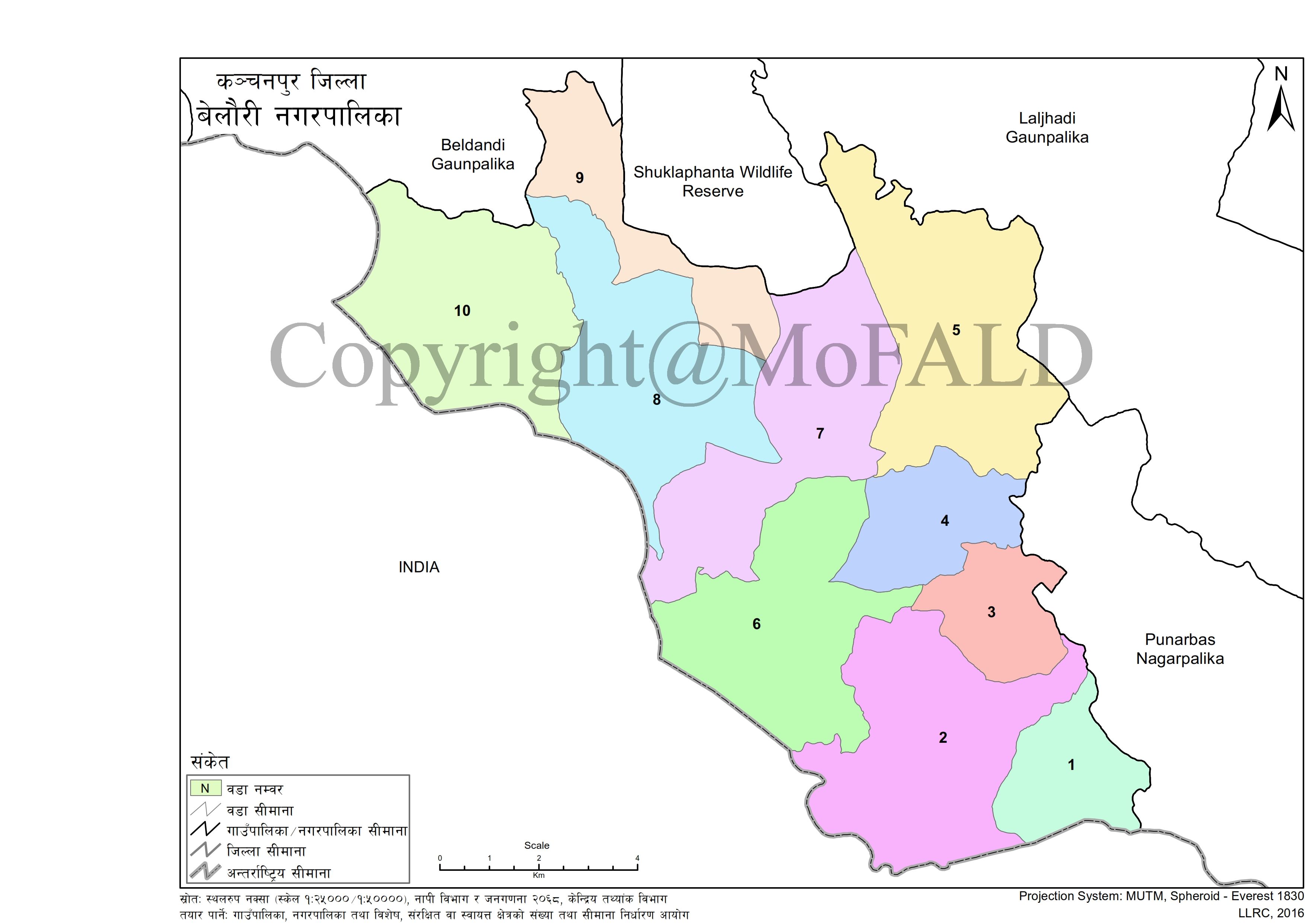 बेलौरी नगरपालिकाको नक्सा