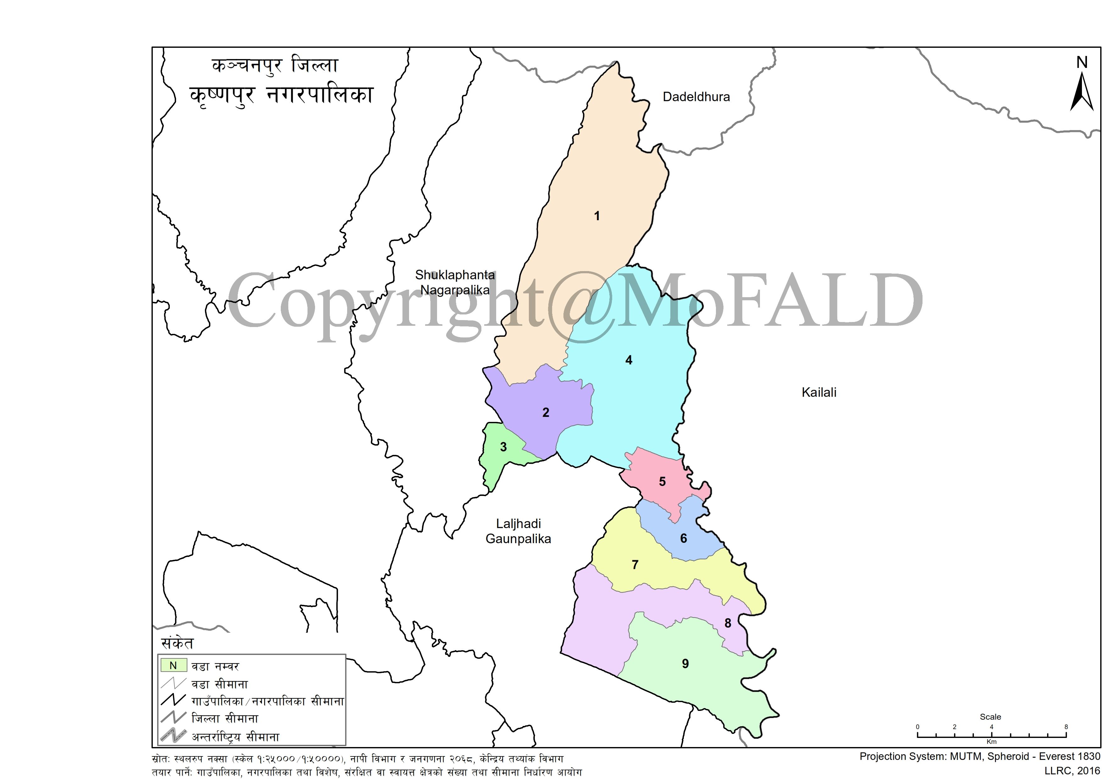 कृष्णपुर नगरपालिकाको नक्सा 